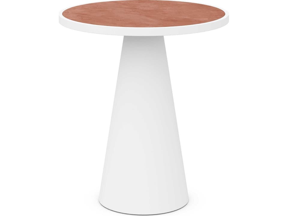 Leon Matte White Aluminum Round Bar Table