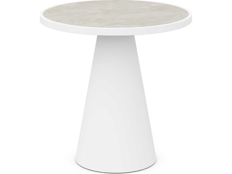 Leon Matte White Aluminum Round Counter Table