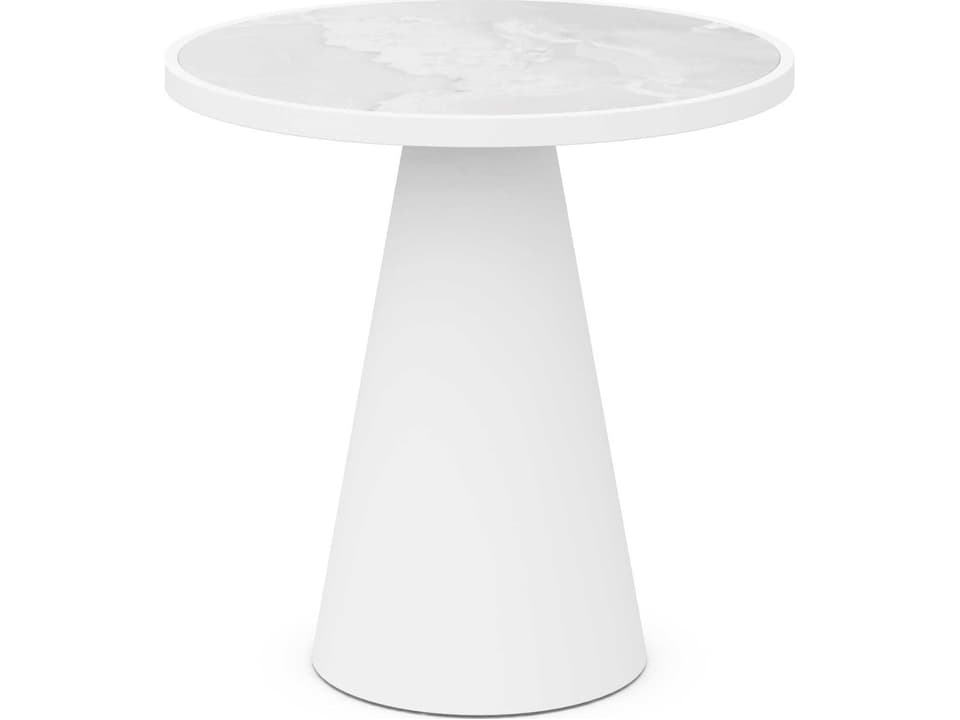 Leon Matte White Aluminum Round Counter Table