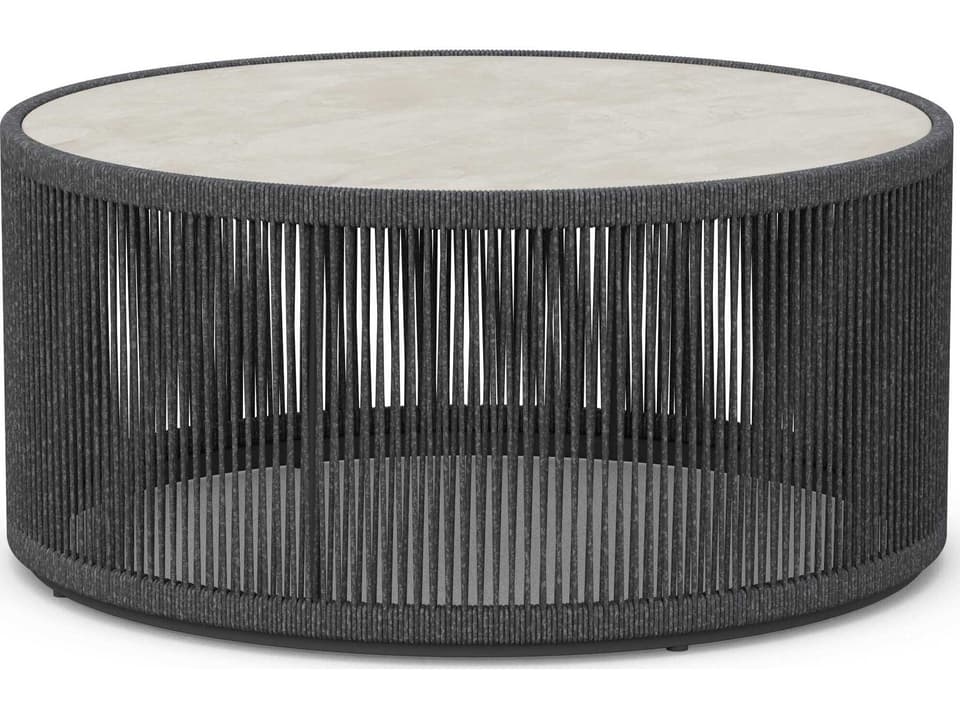 Malta Round Coffee Table with Albarium Dekton Top and Birch Rope