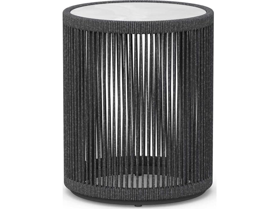 Malta Pebble Textelene Rope Round Side Table with Helena Dekton Top