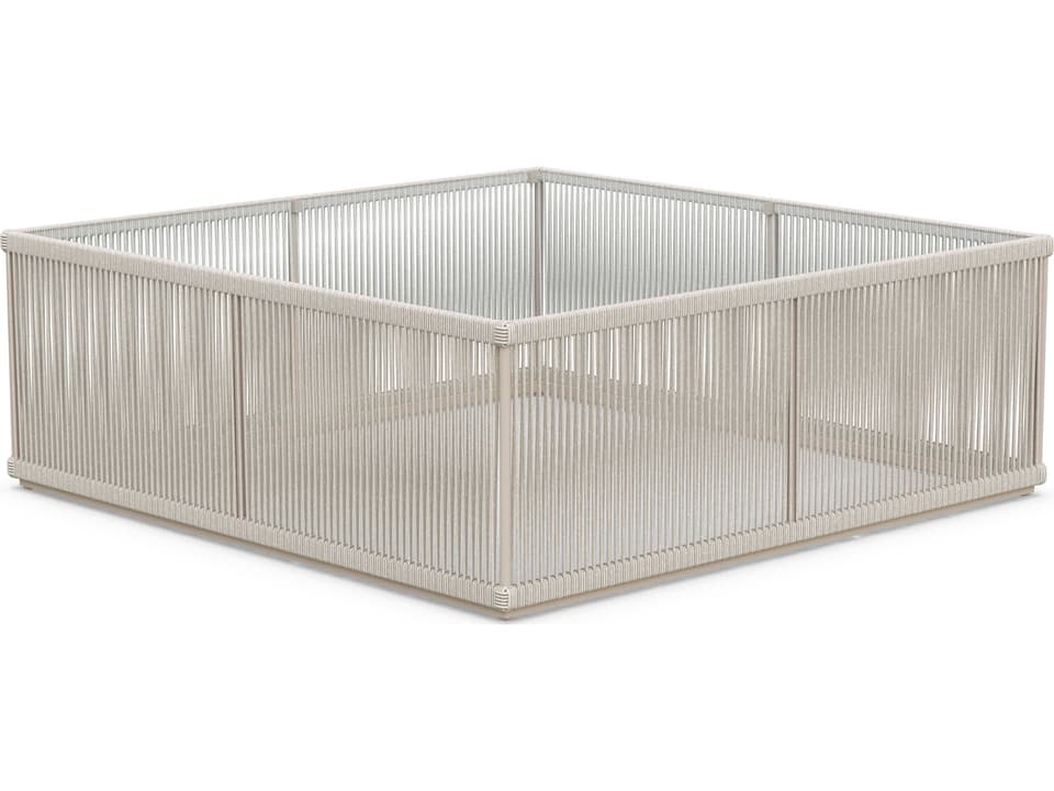 Malta 48-Inch Square Coffee Table with Tempered Glass Top
