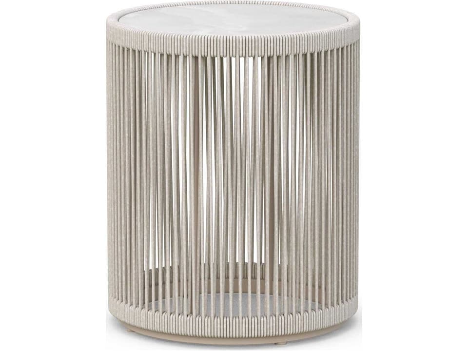 Malta Round End Table with Dekton Top in Birch
