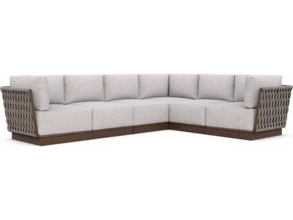 Maui 5 Piece Rope Cushion Sectional Sofa in Matte Bronze