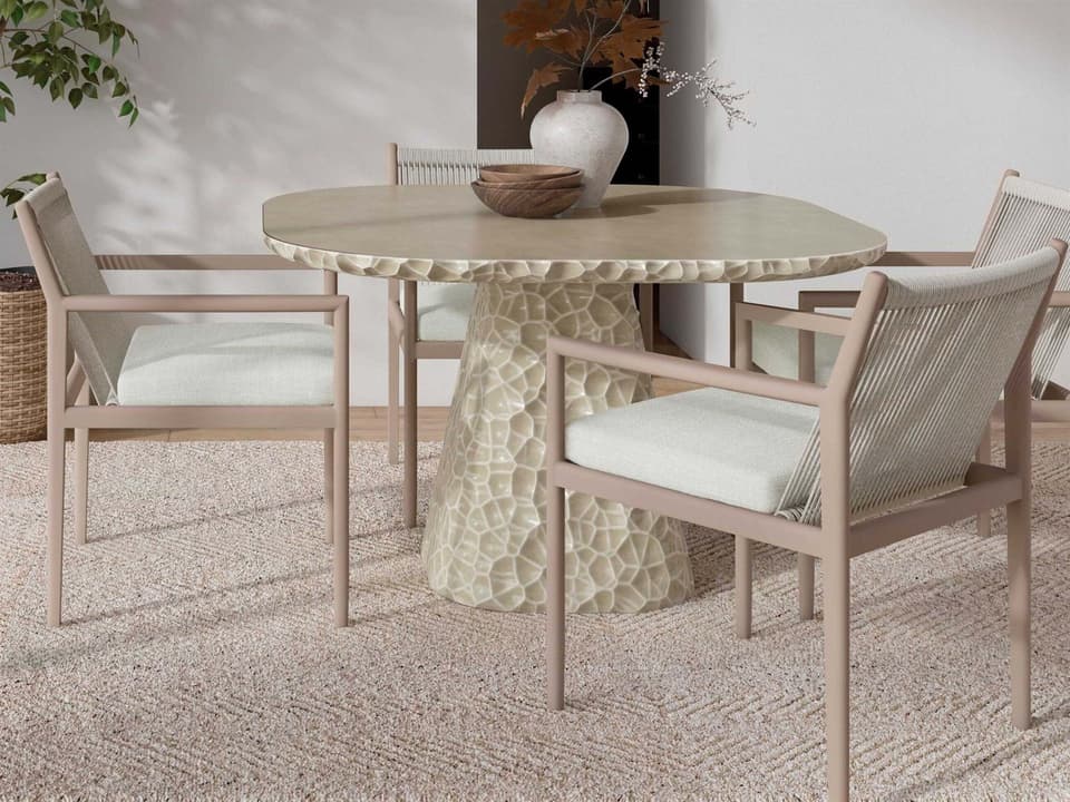 Panama Beige Aluminum and Rope Dining Room Set
