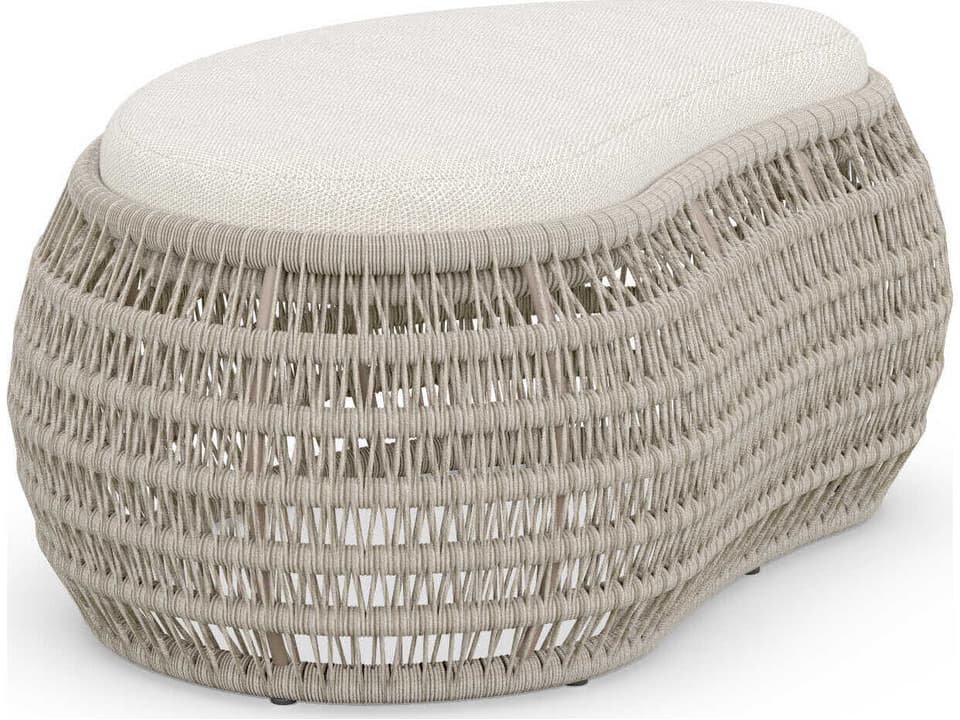 Sicily Outdoor Aluminum Cushion Ottoman in Cane Brown