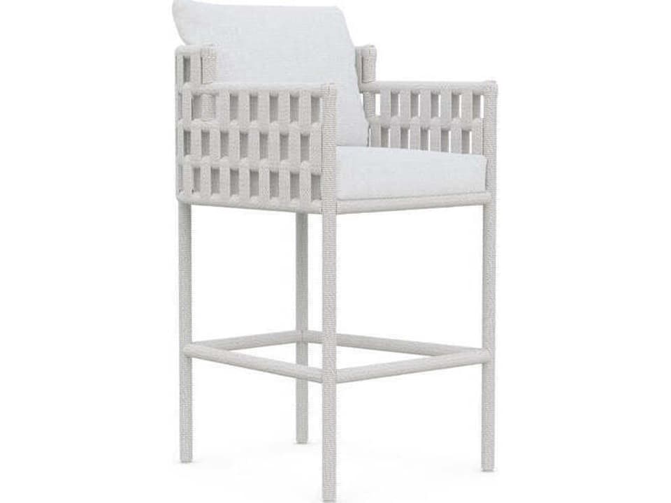Santa Cruz Outdoor Bar Stool with Matte White Aluminum Frame and Polar Cushion