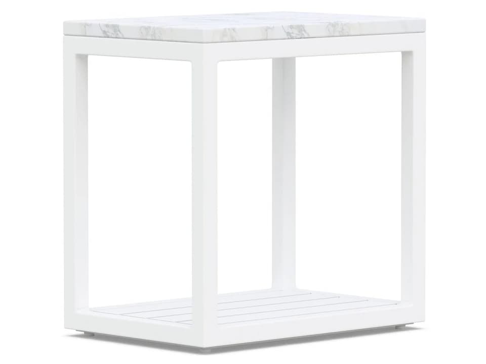 Seaview Outdoor Side Table with Honed Carrara Marble Top