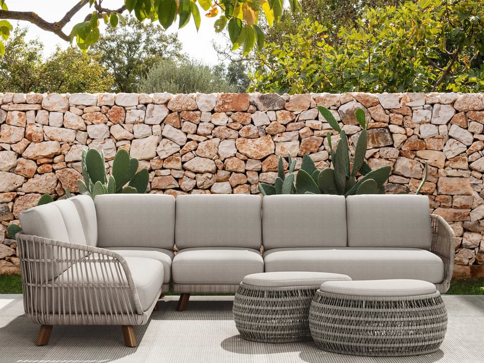 Sicily Wood Cushion Lounge Sectional Set