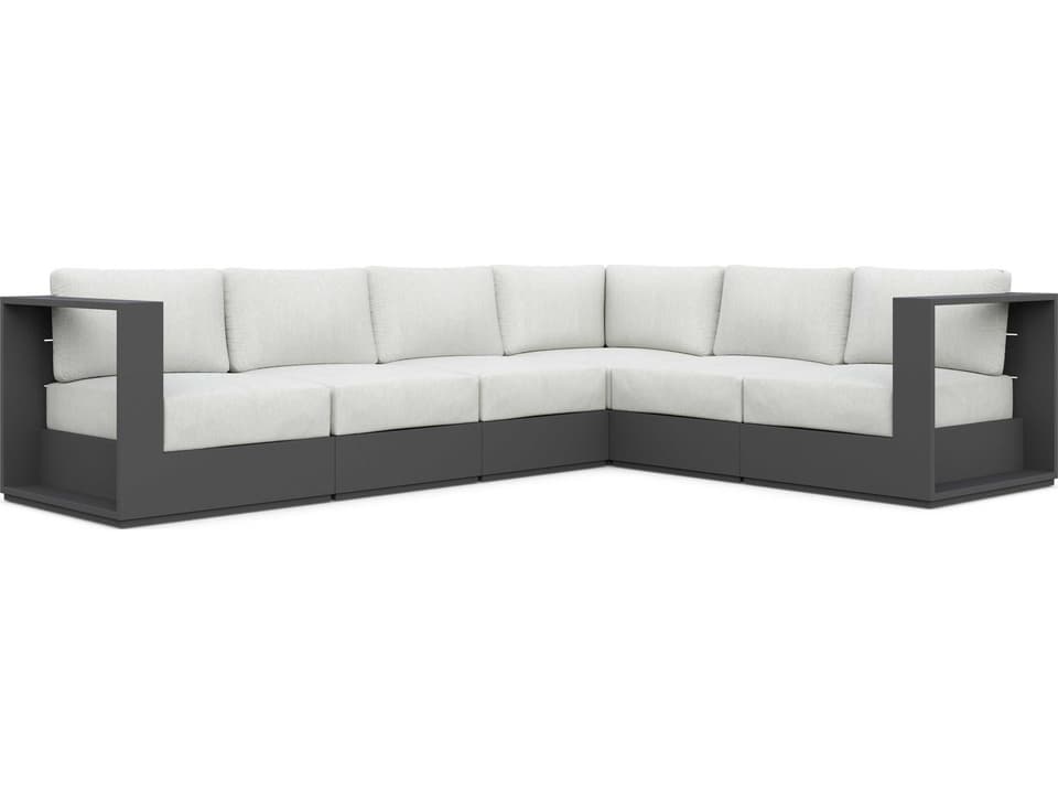 Sydney 5-Piece Sectional Sofa with Matte Charcoal Aluminum Frame