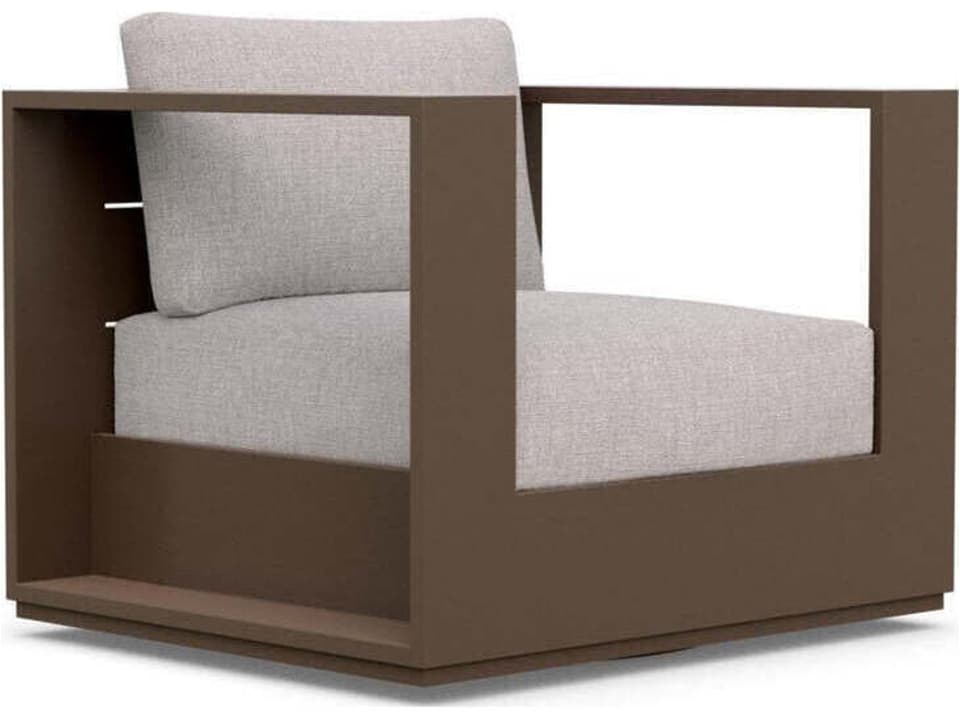 Sydney Swivel Club Chair with Fawn Cushion in Matte Bronze