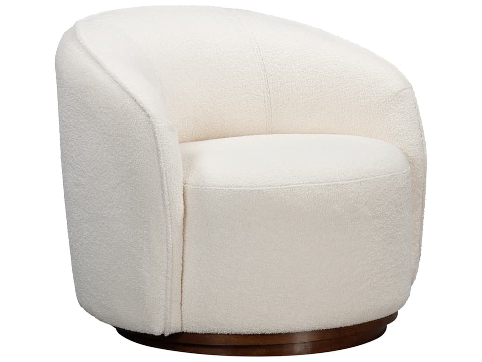 Rory Swivel Upholstered Accent Chair in Ivory Boucle