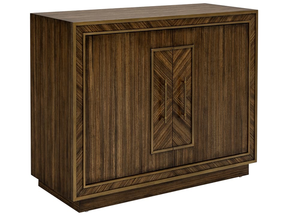 Claudia Accent Cabinet Medium Brown Zebrano Gold Accents