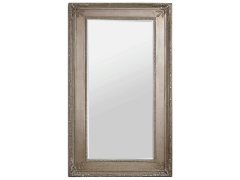 Prazzo Floor Mirror Antique Silver with Intricate Carvings