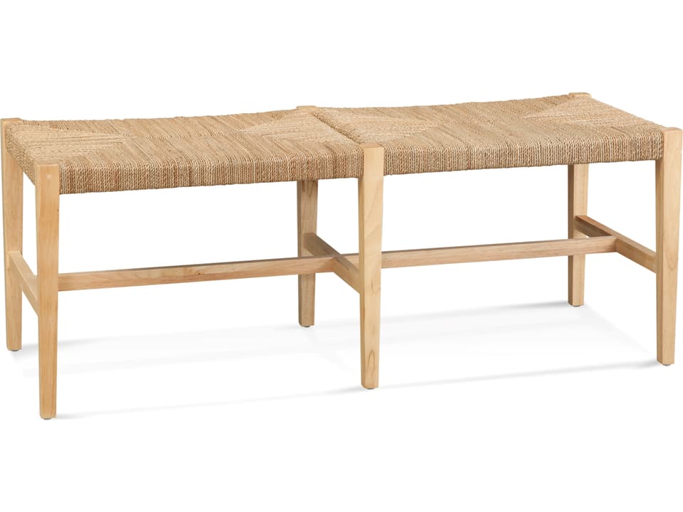 Palag Natural Seagrass Accent Bench with Rubberwood Frame