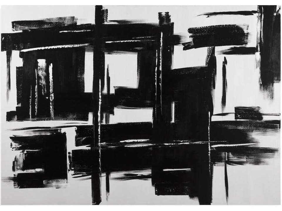 Building Blocks Abstract Canvas Wall Art Black