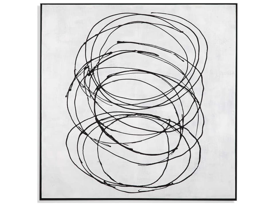 Radii Abstract Framed Canvas Wall Art in Black Floater Frame