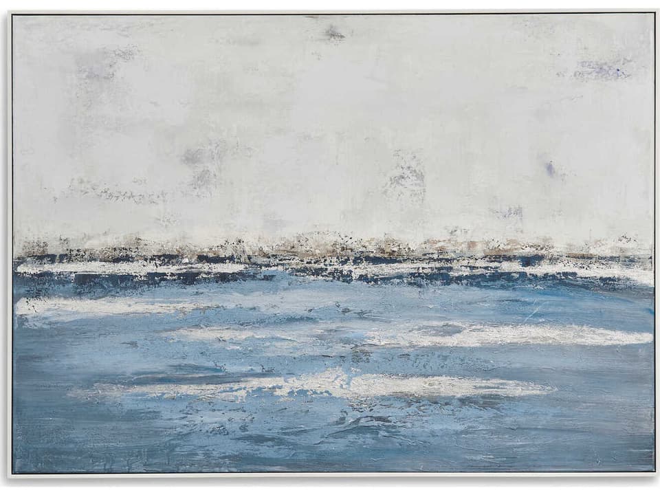 Soft Waves Framed Canvas Art with White Frame