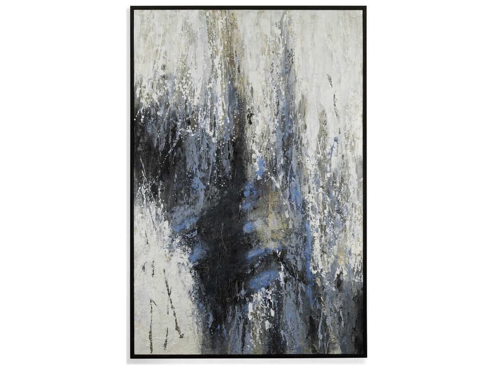 Blue Quiet Textured Canvas Wall Art with Black Matte Frame