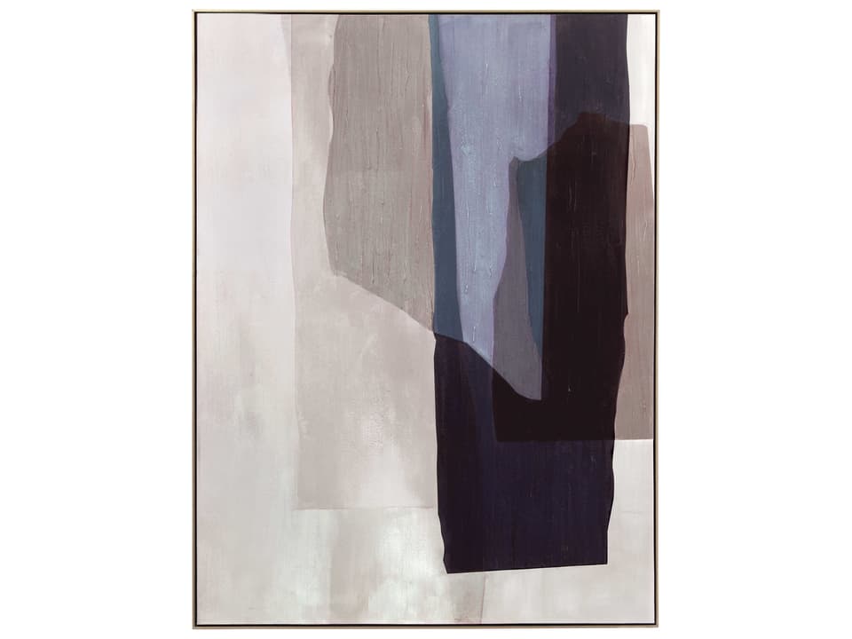 Salone Hand-Painted Abstract Framed Canvas Wall Art with Gold Molding