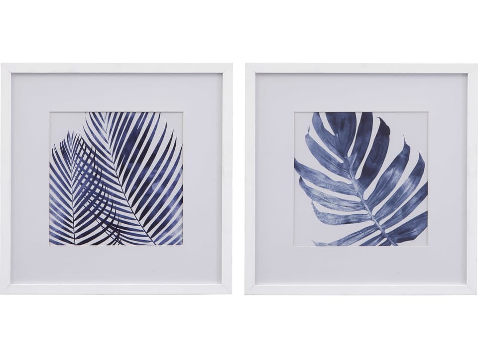 Leaves 2-Piece Framed Wall Art Set in White with Botanical Design