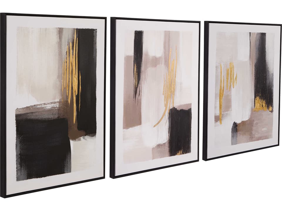 Journey 3-Piece Abstract Canvas Wall Art Set Black Frame
