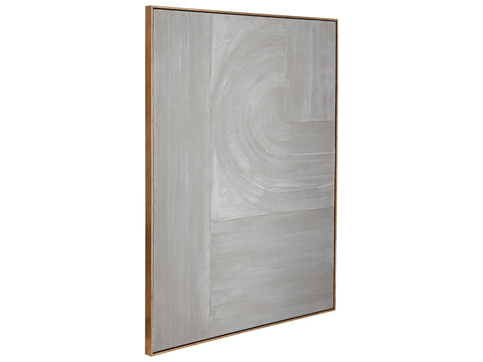 Adventure Framed Canvas Hand Painted Wall Art Gray with Gold Molding