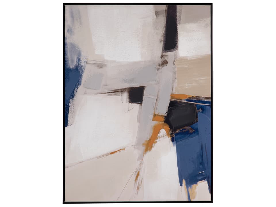 Denisa II Framed Abstract Canvas Wall Art with Black Frame