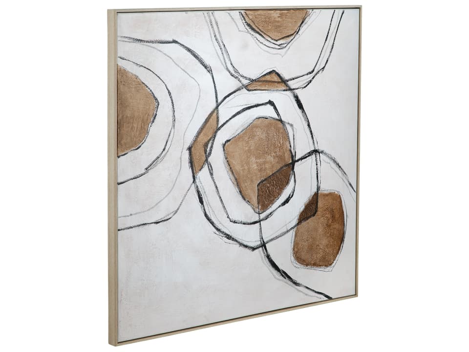 Rhetoric Framed Canvas Abstract Wall Art with Light Wood Frame