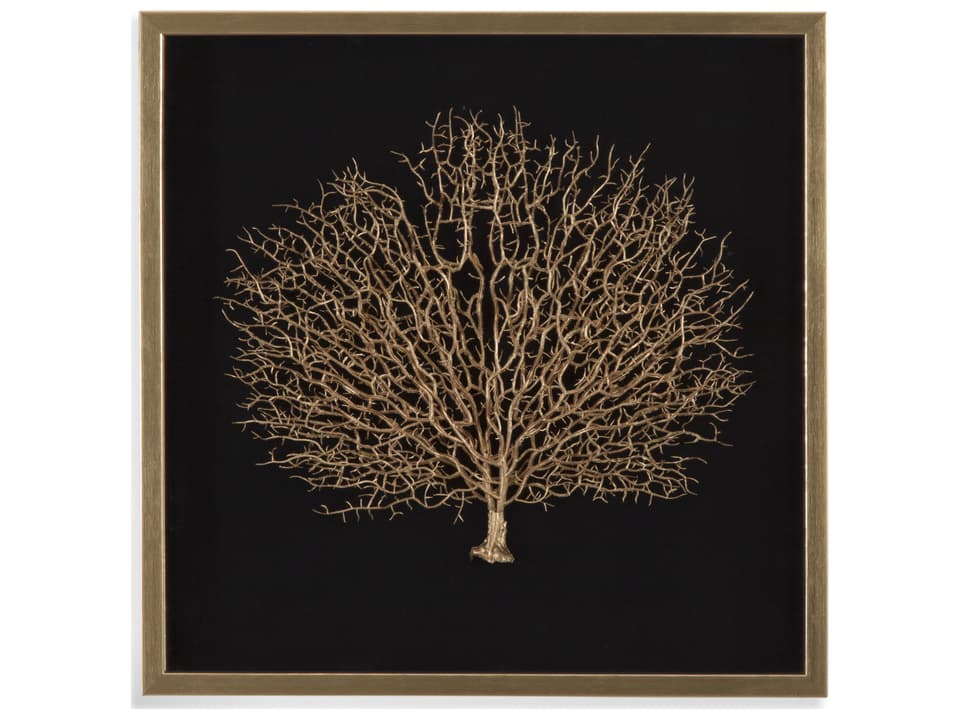 Silouette Gold Sea Fan Shadow Box Wall Art