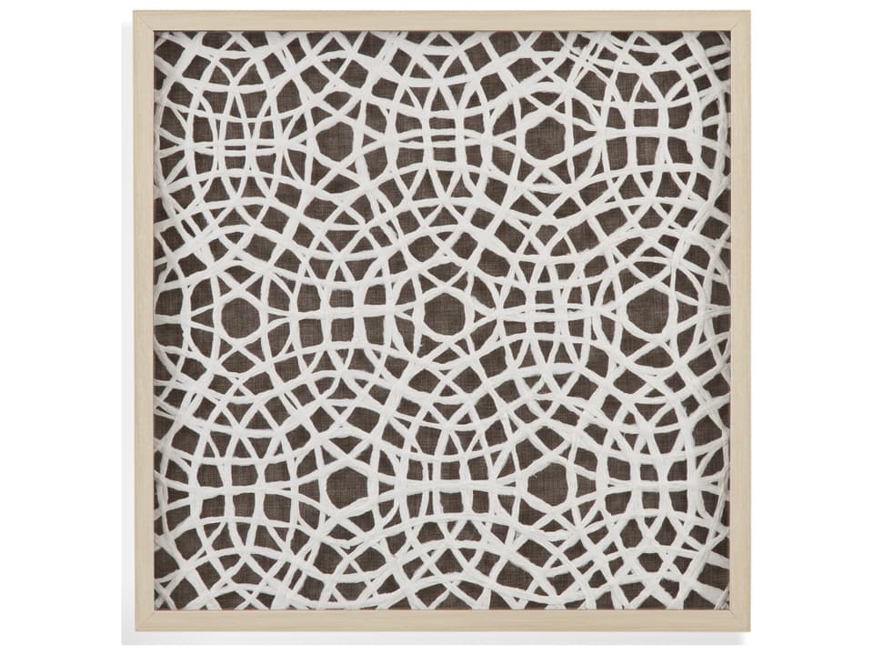 Lined Rattan Wall Art in Natural Blonde Frame