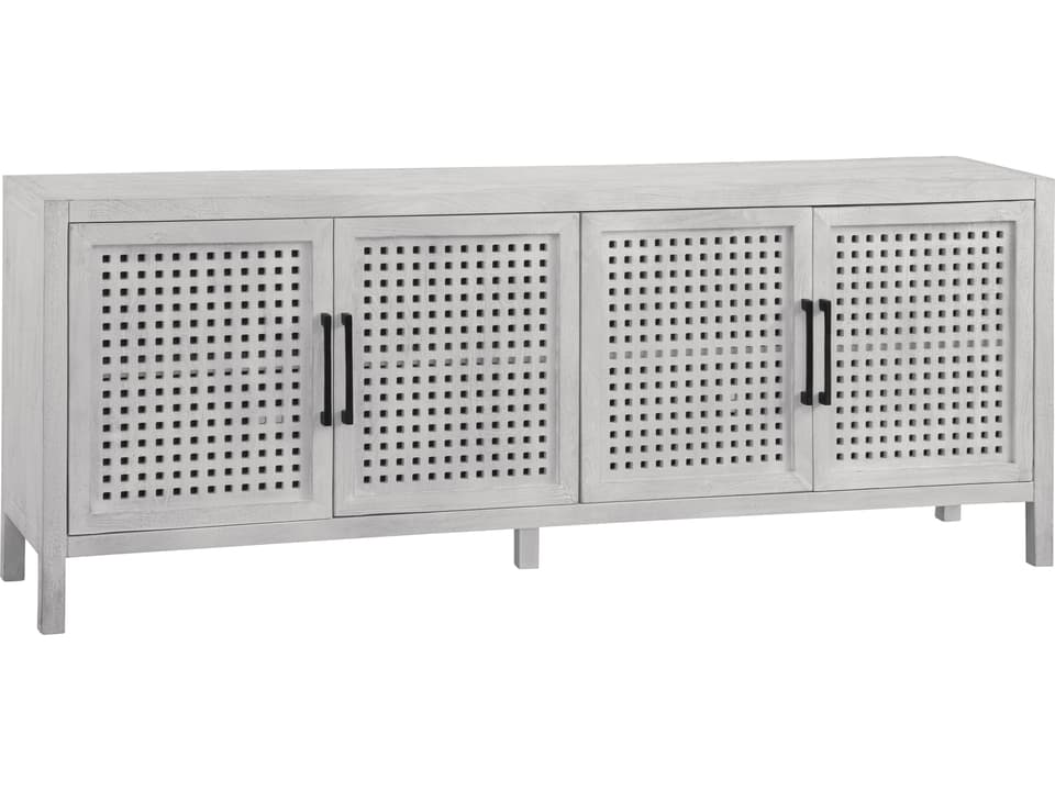 Pentak 76-Inch 4-Door Modern Coastal Sideboard in White Wash Mango Wood