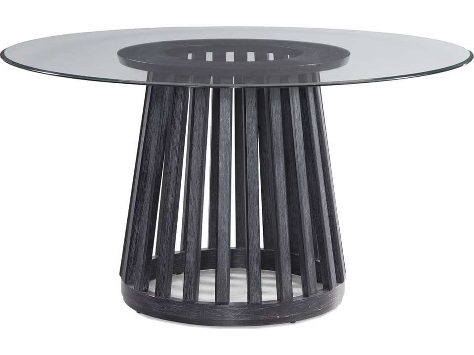 Mateo 54-Inch Round Glass Dining Table with Cerused Black Base