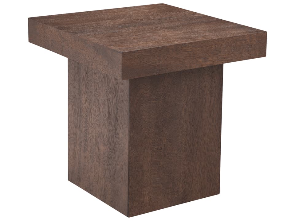 Padula Square Large End Table in Brown Oak