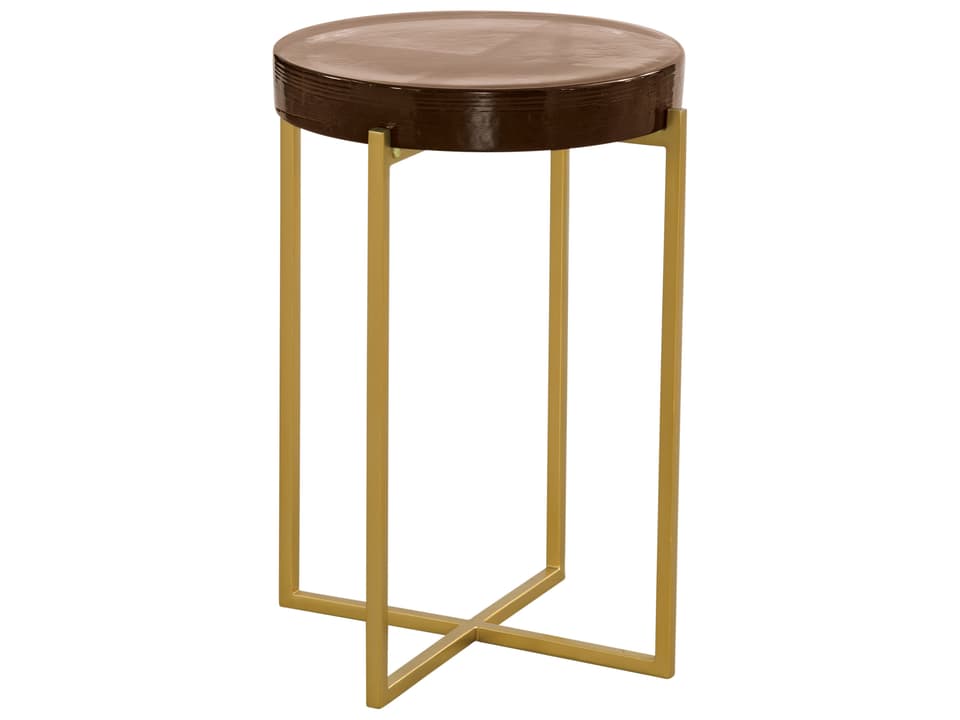 Marilee Round Glass Gold End Table