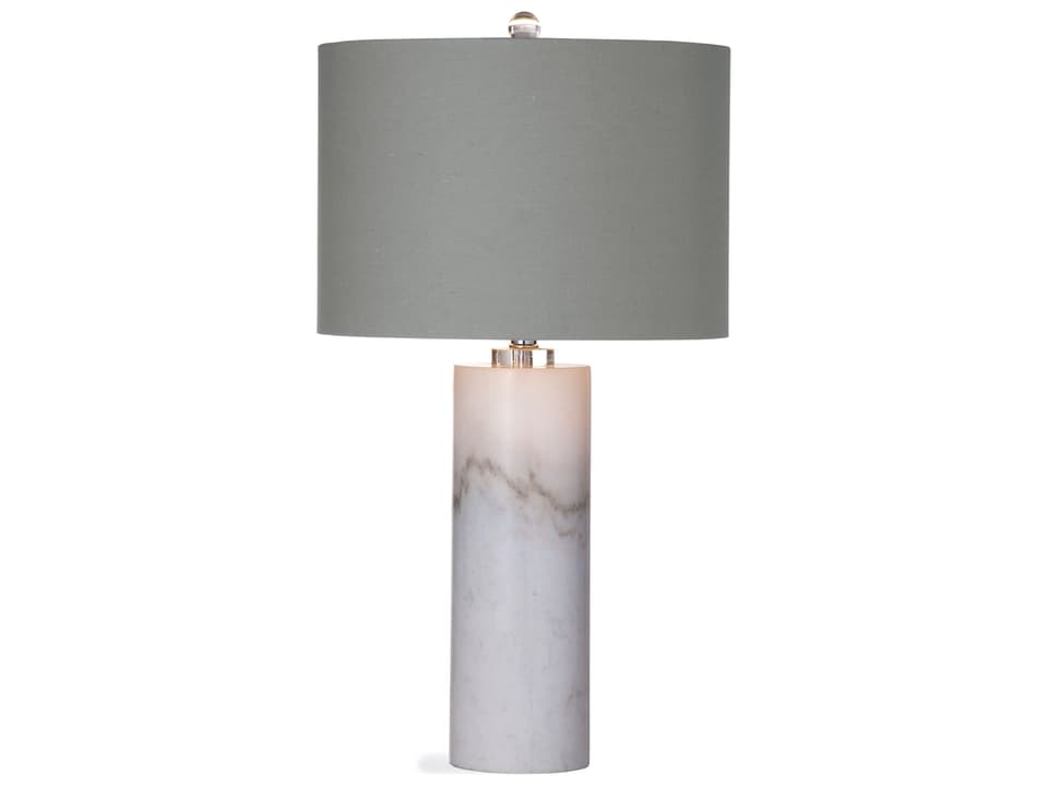 Raywick White Marble Table Lamp with Grey Linen Shade