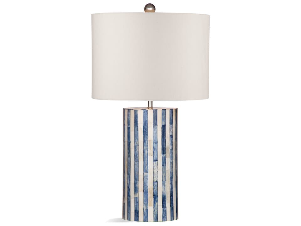 Coburn Bone Inlay Table Lamp with White Linen Shade