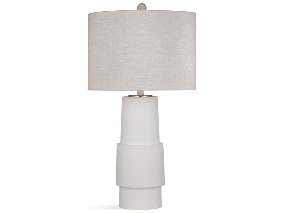 Valdivia Matte White Table Lamp with Beige Linen Shade