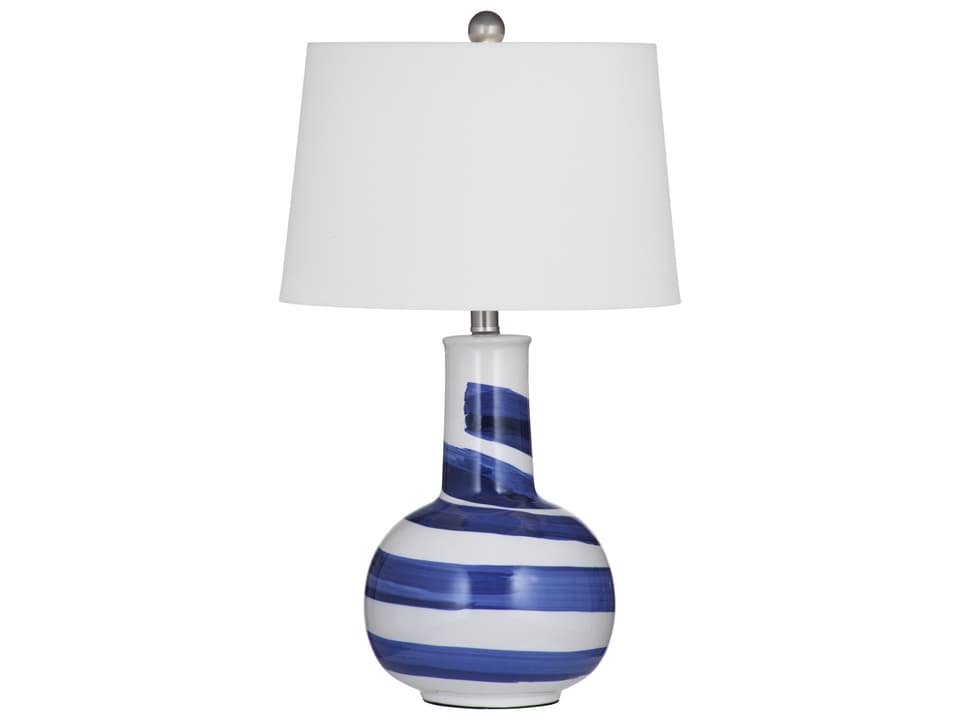 Sandals Blue White Cream Ceramic Table Lamp with Linen Shade