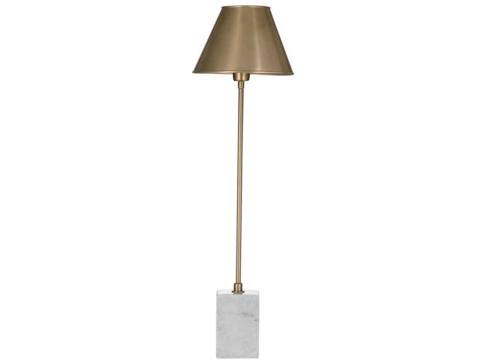 Gold Table Lamp with White Marble Base and Metal Shade