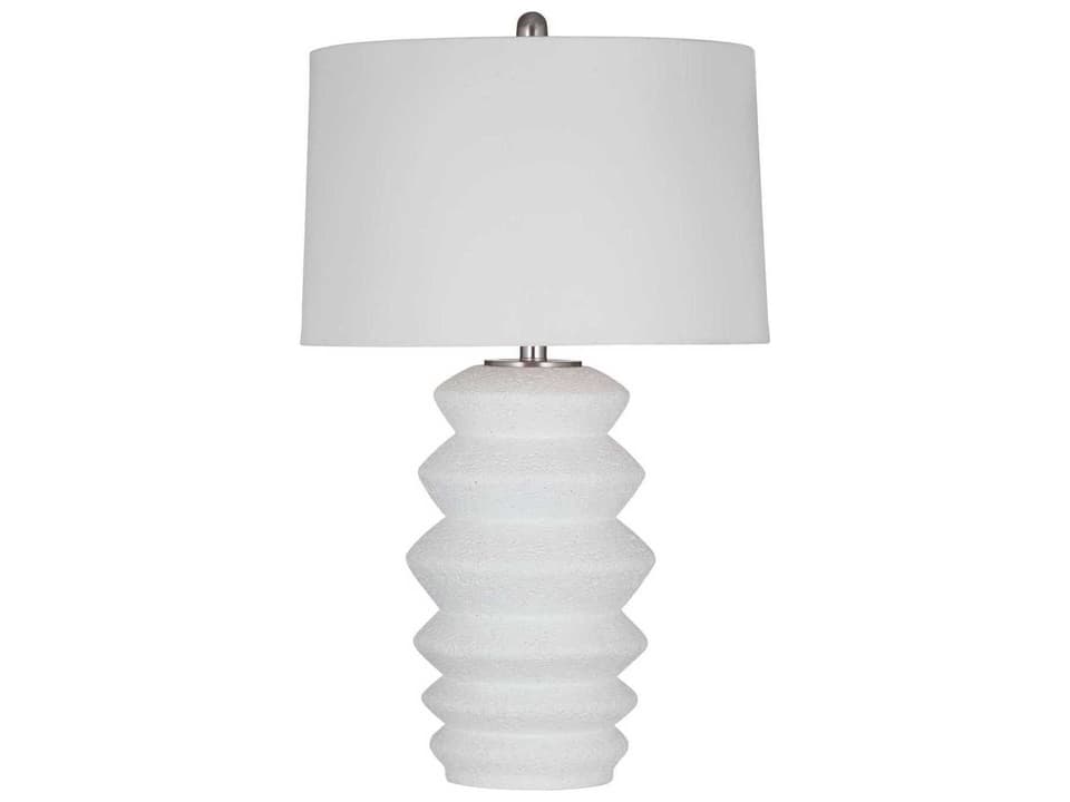 Hess Matte White Table Lamp with Linen Tapered Shade