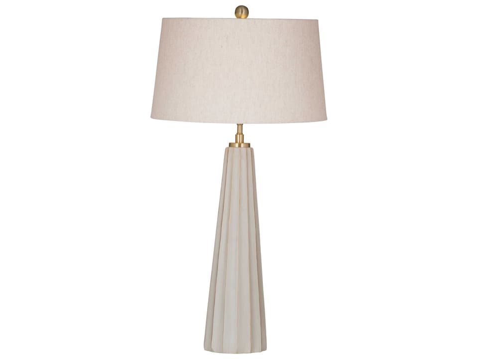 Wythe Table Lamp with Beige Cement Body and Linen Shade