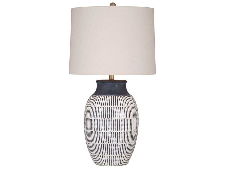Marrengo Blue and White Ceramic Table Lamp with White Drum Shade
