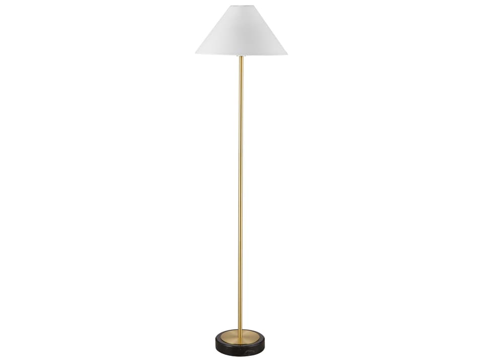 Rutland Floor Lamp with Black Marble Base and Brass Finish