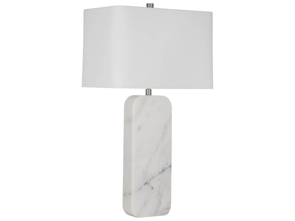 Systin White Marble Table Lamp with Rectangular Shade