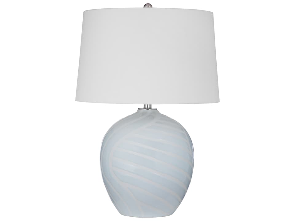 Lyance Cream Light Blue Ceramic Table Lamp with Tapered Drum Shade