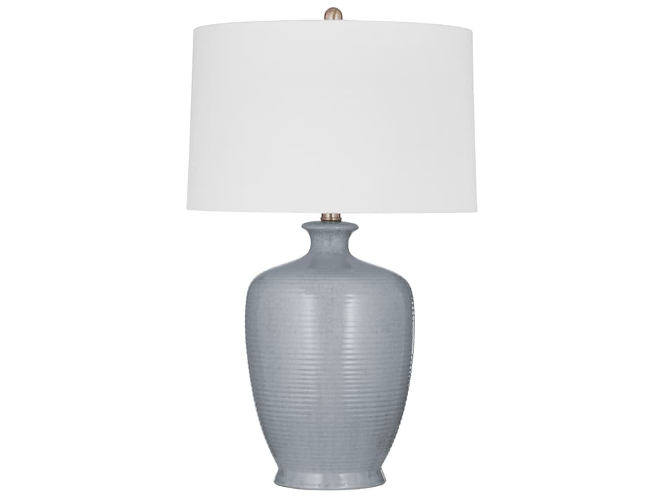 Justice Gray Ceramic Table Lamp with White Shade