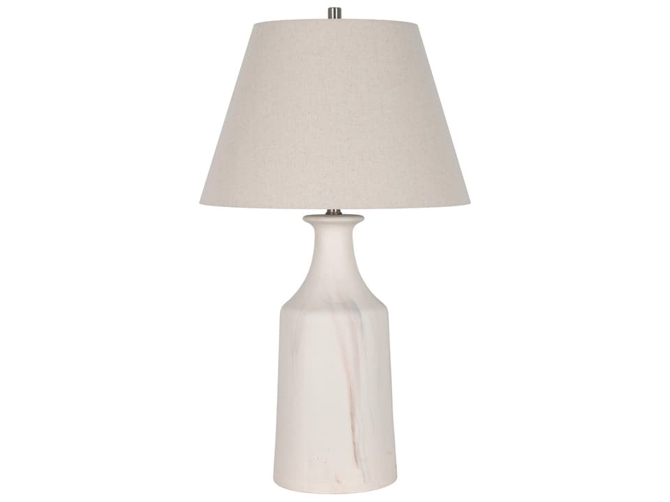 Eastlake Tapered Ceramic Table Lamp in Cream with Fabric Shade