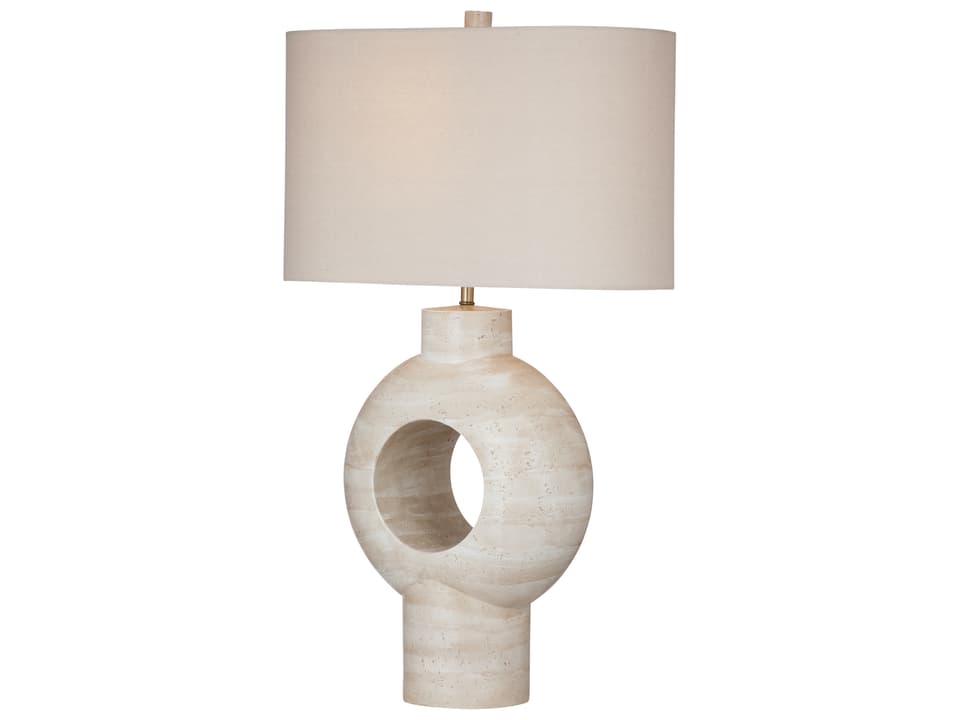 Kent Table Lamp Cream Stone Base Beige Linen Shade
