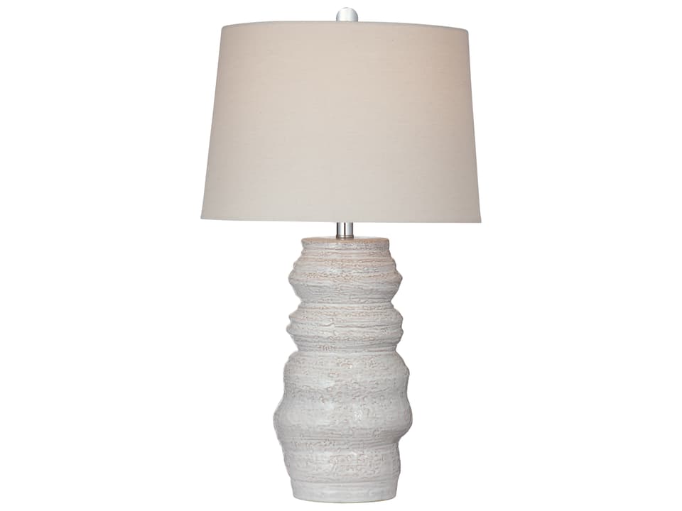 Lilloe Modern Table Lamp in Cream with Beige Linen Shade